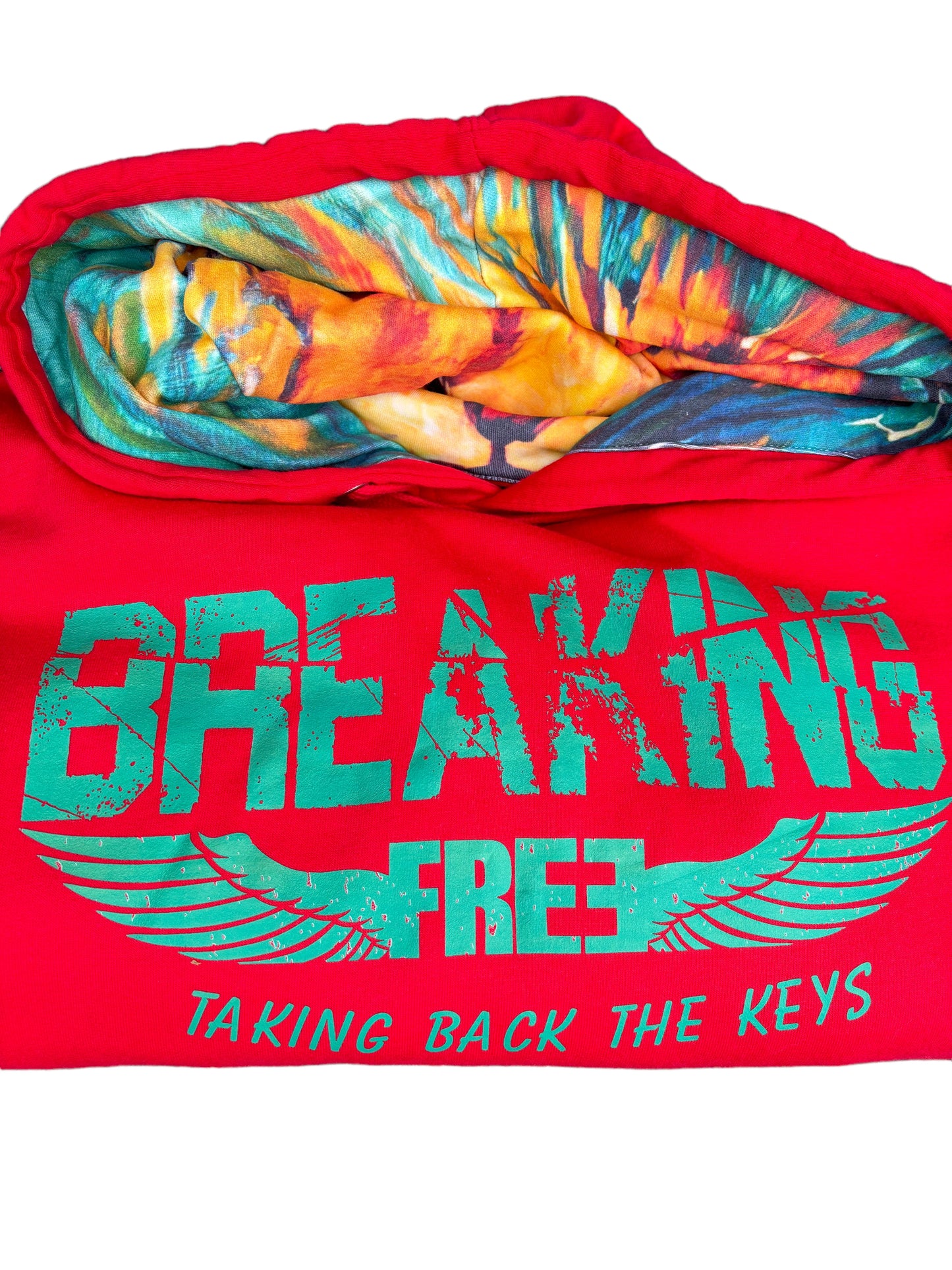 "LIBERTY WARES" BREAKING FREE UNISEX HOOD ART HOODIE Red Apliiq