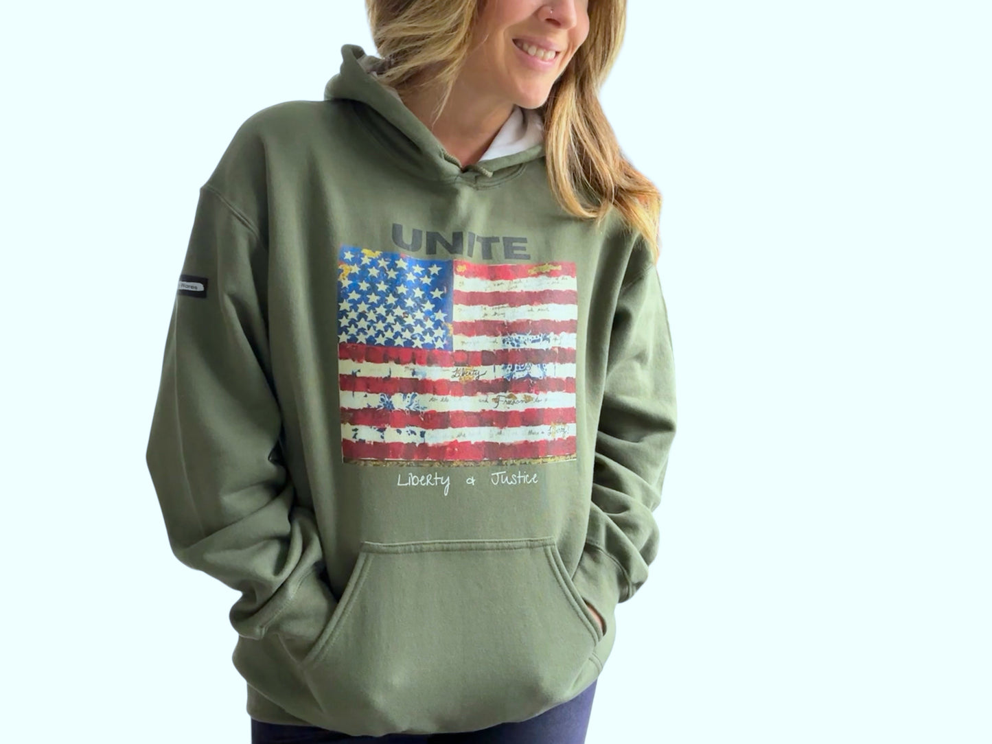 "LIBERTY WARES" UNITE UNISEX HOOD ART HOODY Army Green Apliiq