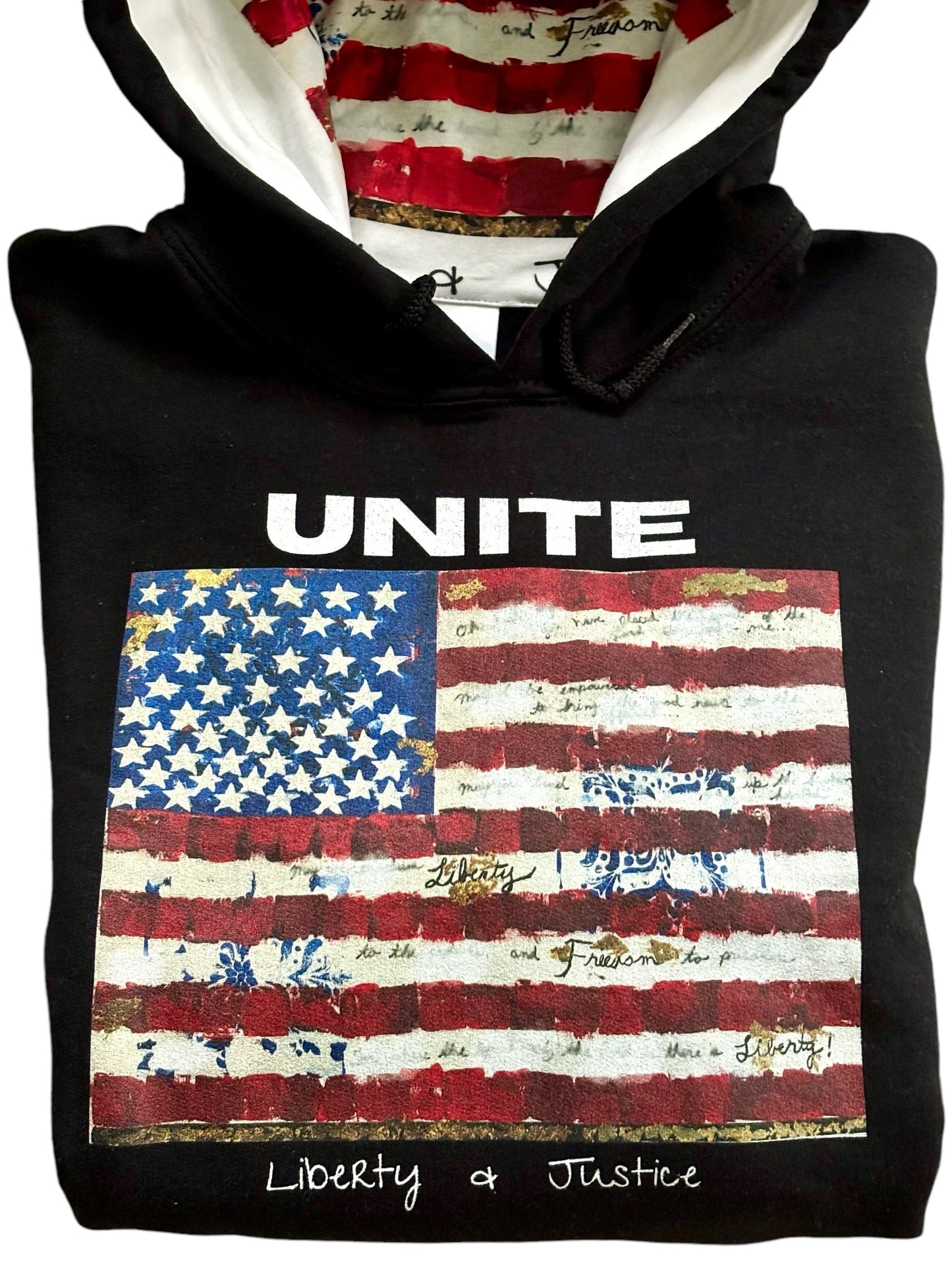"LIBERTY WARES" UNITE UNISEX HOOD ART HOODIE Black