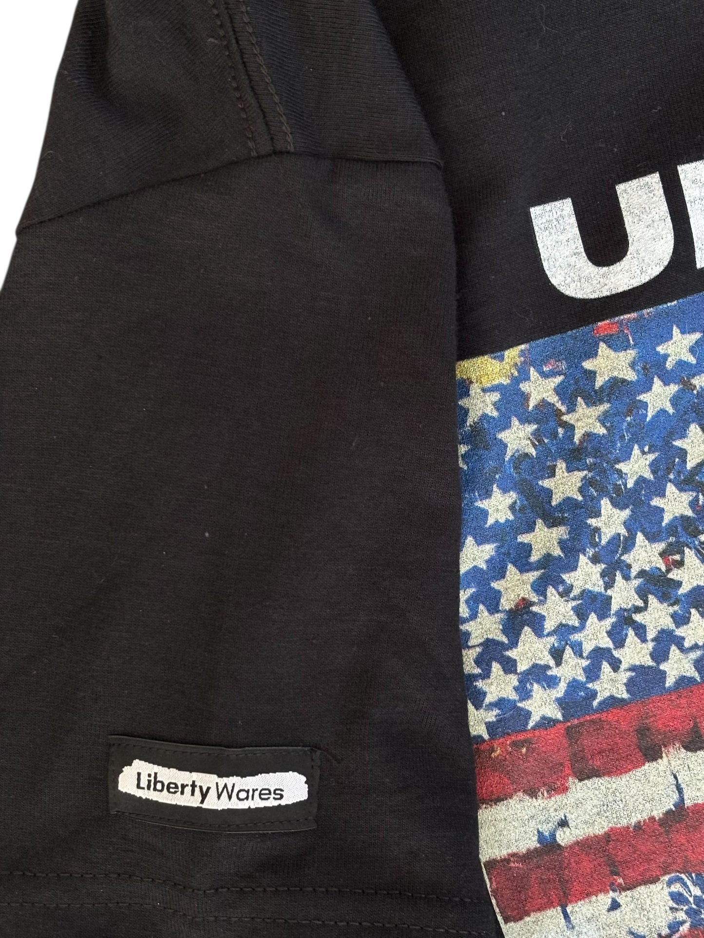 "LIBERTY WARES" UNITE Flag UNISEX TEE Black Apliiq