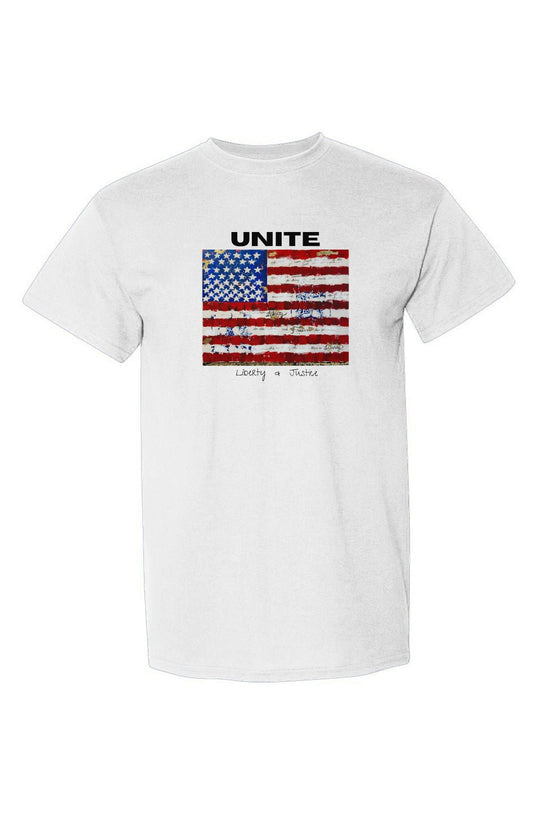 Liberty Wares Unite-Flag Unisex Dry Blend White