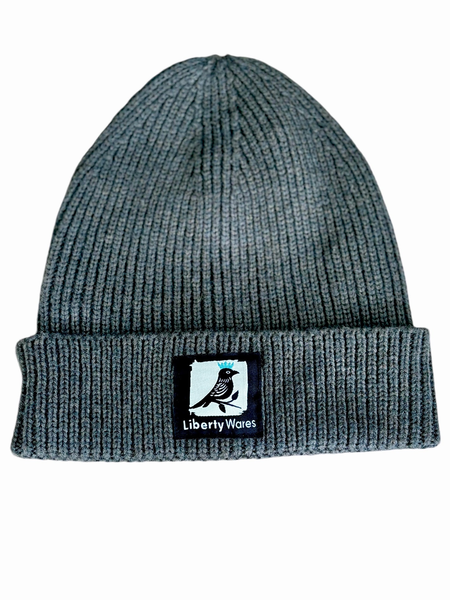 "LIBERTY WARES" SUSTAINABLE RIB KNIT BEANIE Charcoal