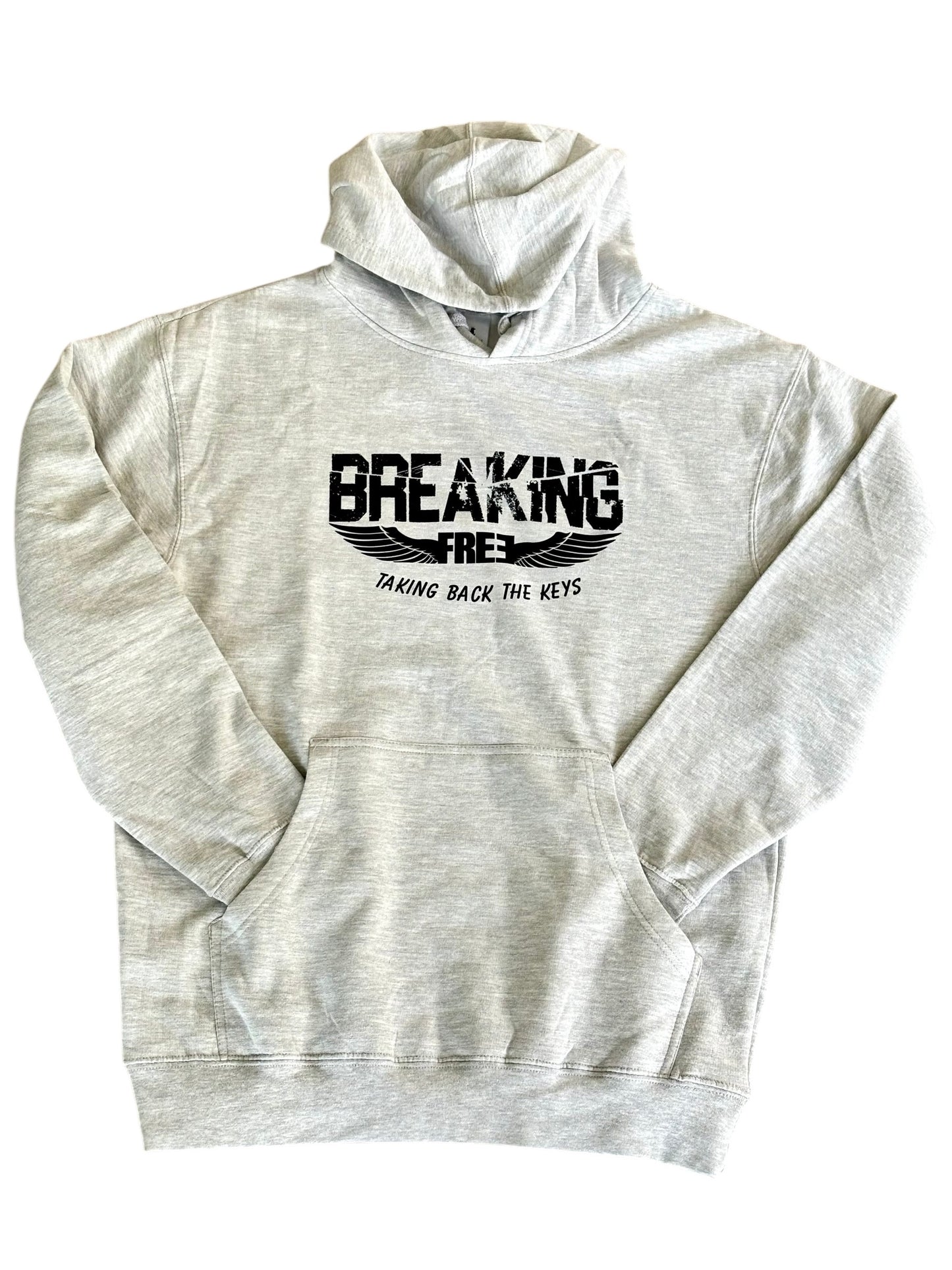 "LIBERTY WARES" BREAKING FREE-TAKING BACK THE KEYS UNISEX MID WEIGHT HOODIE Heather Grey