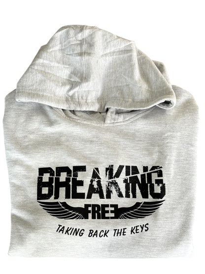 "LIBERTY WARES" BREAKING FREE-TAKING BACK THE KEYS UNISEX MID WEIGHT HOODIE Heather Grey