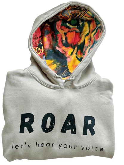 "LIBERTY WARES" ROAR UNISEX Heavyweight HOOD ART HOODIE Cement-