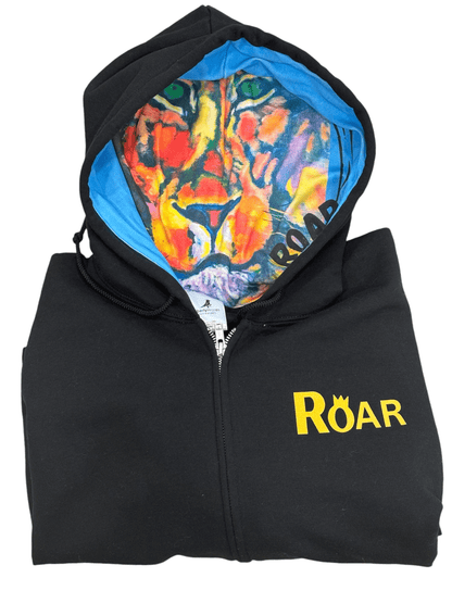 "LIBERTY WARES" CROWN ROAR UNISEX ZIP HOOD ART HOODY Black