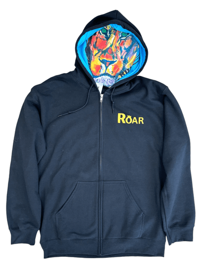 "LIBERTY WARES" CROWN ROAR UNISEX ZIP HOOD ART HOODY Black