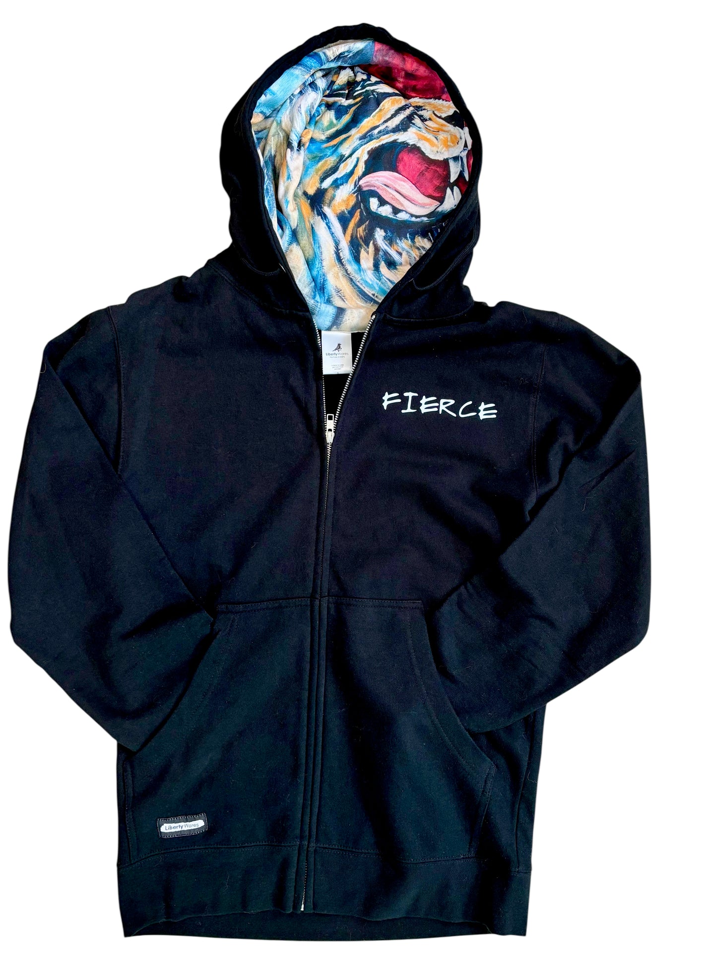 "LIBERTY WARES" FIERCE UNISEX ZIP HOOD ART HOODY Black