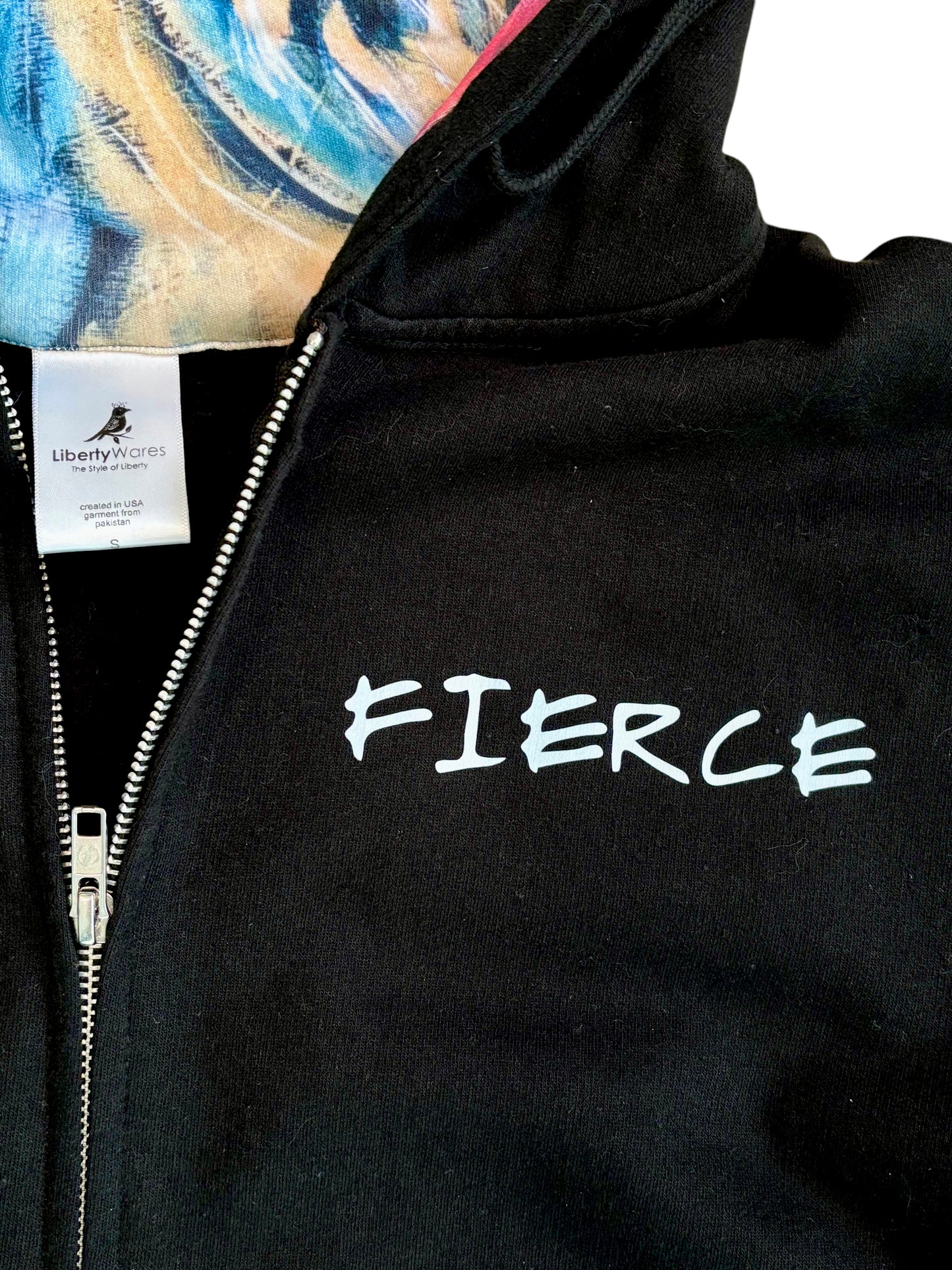 "LIBERTY WARES" FIERCE UNISEX ZIP HOOD ART HOODY Black