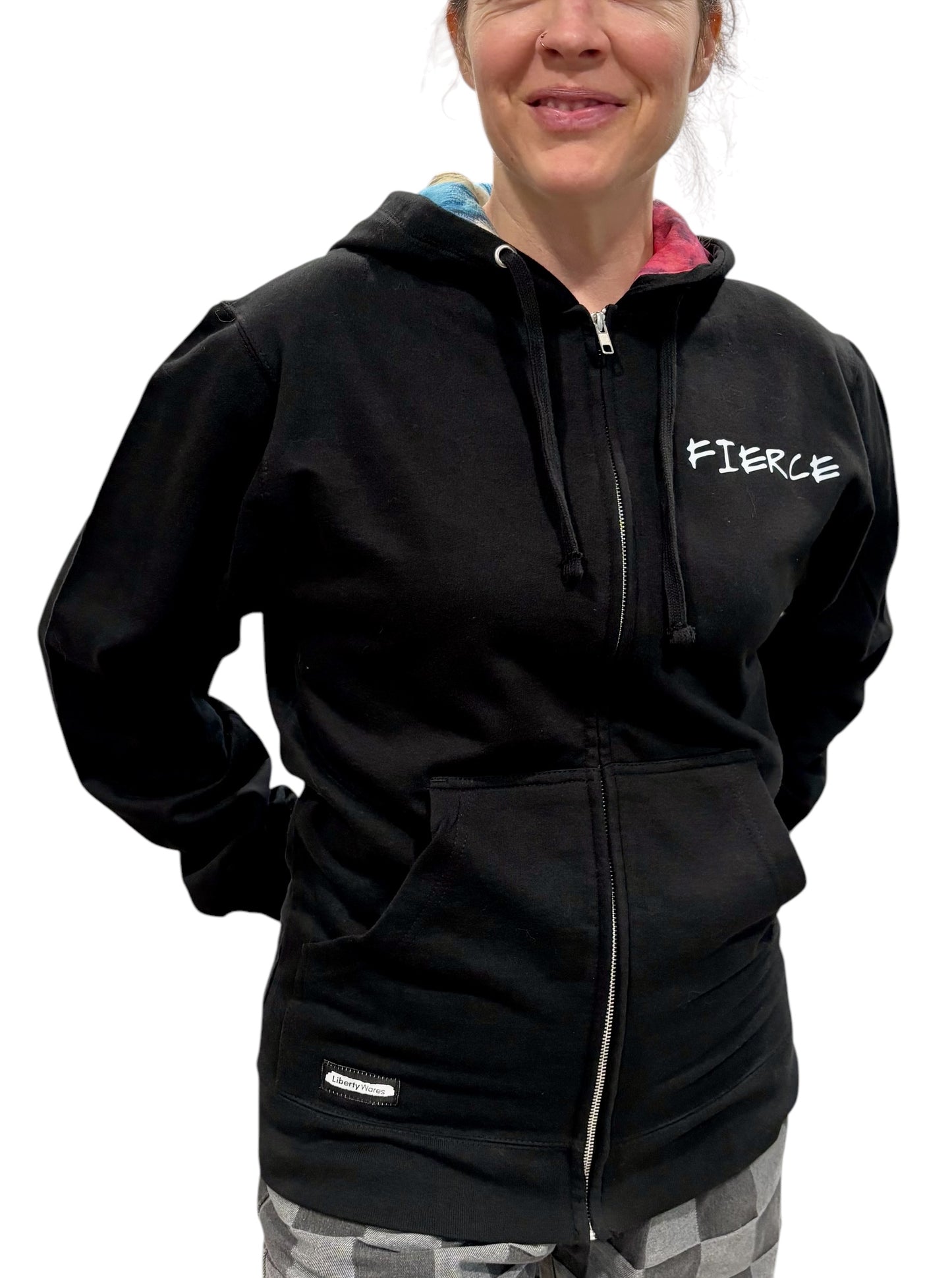 "LIBERTY WARES" FIERCE UNISEX ZIP HOOD ART HOODY Black