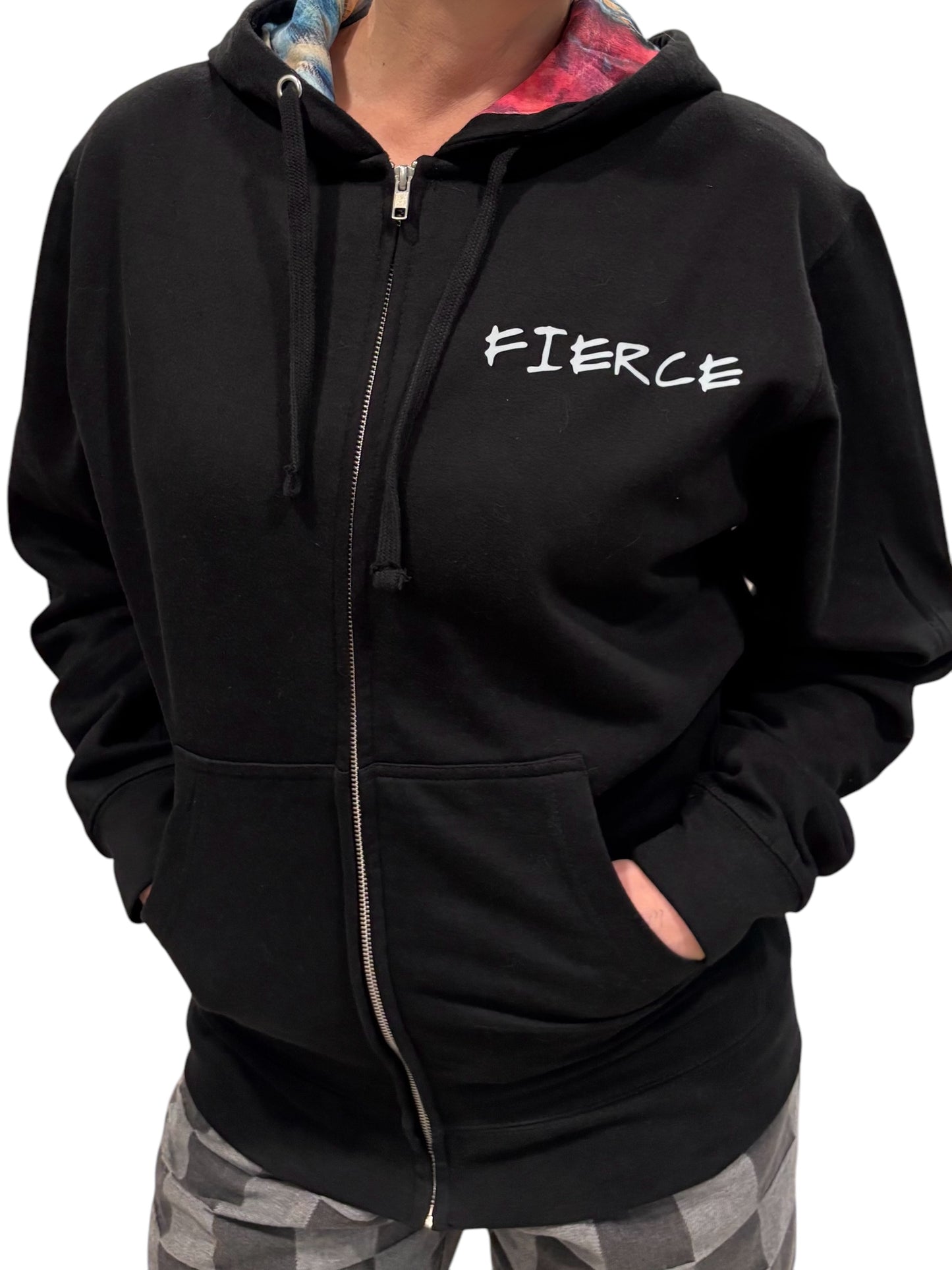 "LIBERTY WARES" FIERCE UNISEX ZIP HOOD ART HOODY Black