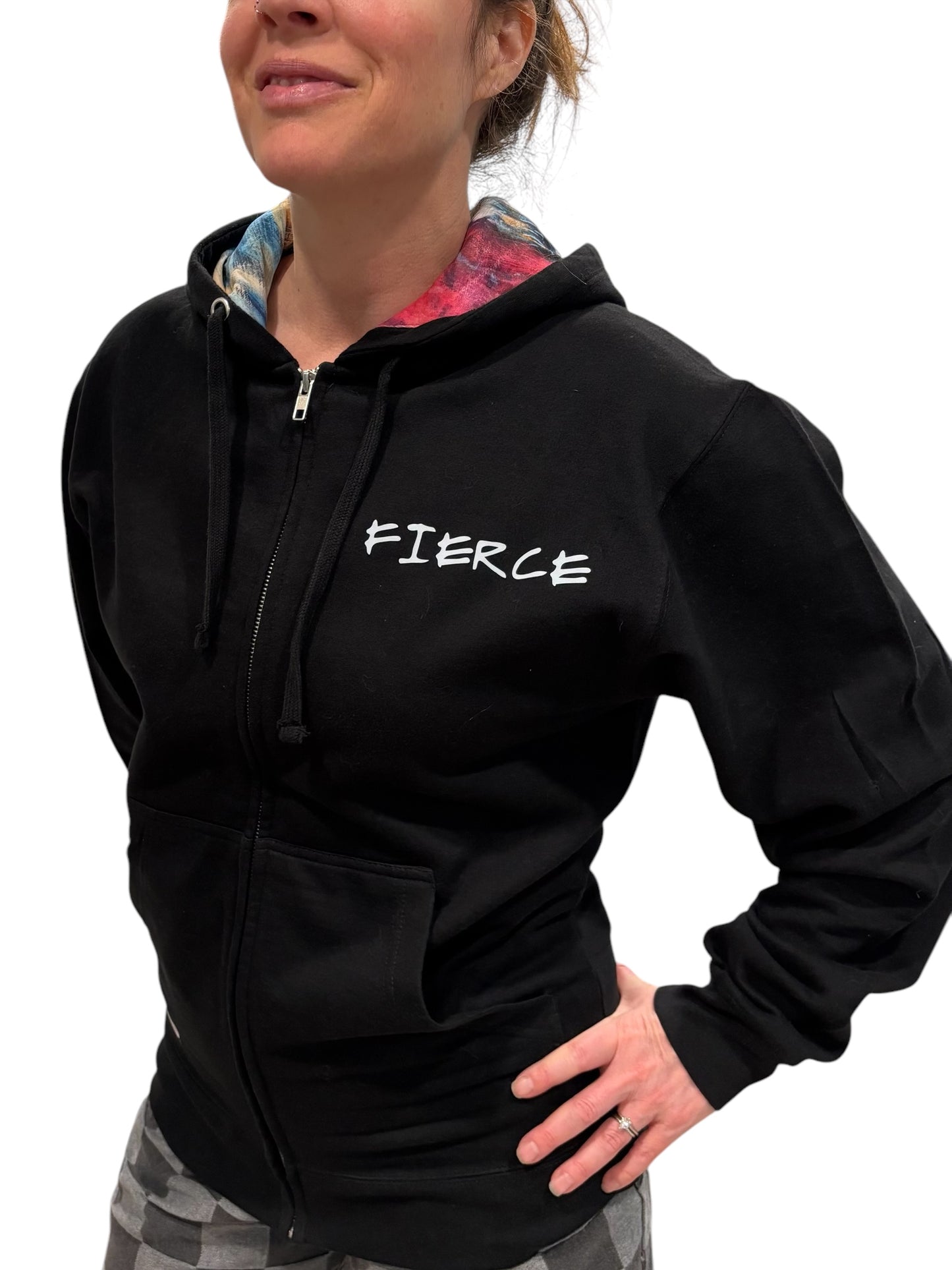 "LIBERTY WARES" FIERCE UNISEX ZIP HOOD ART HOODY Black