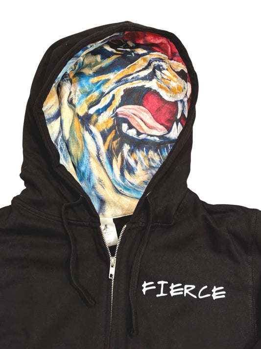 "LIBERTY WARES" FIERCE UNISEX ZIP HOOD ART HOODY Black