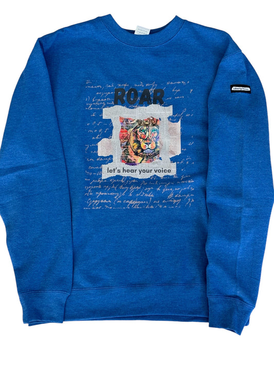 "LIBERTY WARES" VINTAGE ROAR UNISEX MED WEIGHT SWEATSHIRT Royal