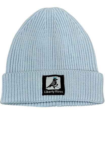 "LIBERTY WARES"  SUSTAINABLE RIB KNIT BEANIE Ice Blue