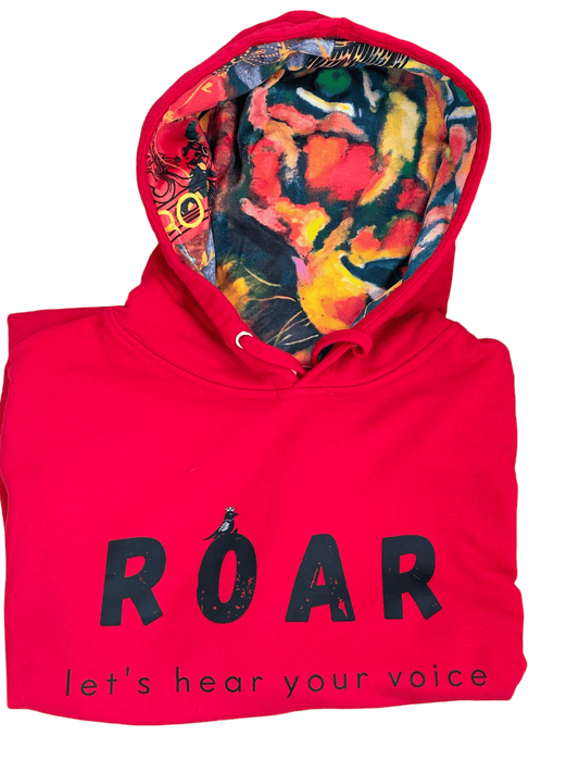 "LIBERTY WARES" ROAR!-Bird UNISEX HOOD ART HOODIE Red