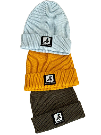 "LIBERTY WARES" SUSTAINABLE RIB KNIT BEANIE Mustard