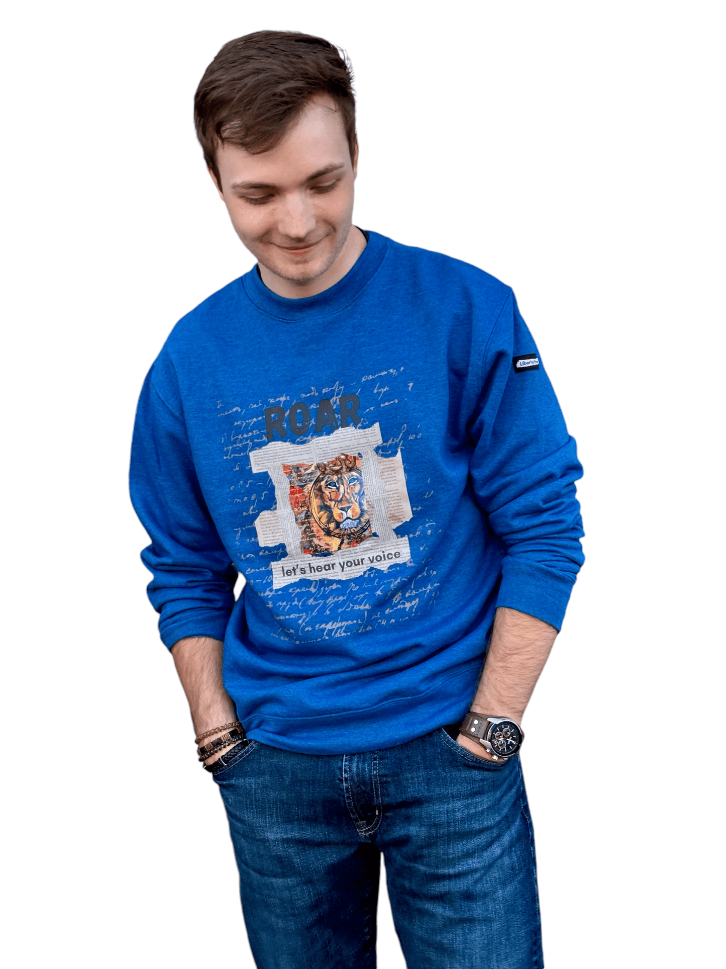 "LIBERTY WARES" VINTAGE ROAR UNISEX MED WEIGHT SWEATSHIRT Royal