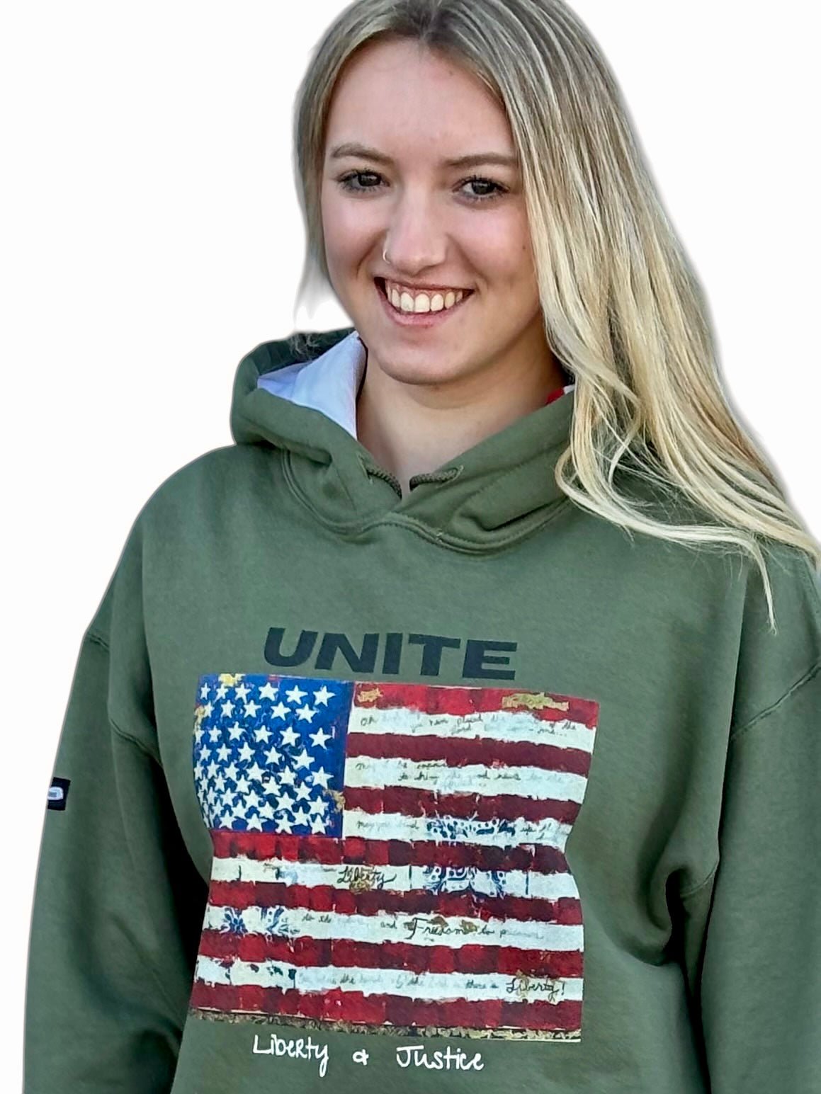 "LIBERTY WARES" UNITE UNISEX HOOD ART HOODY Army Green Apliiq