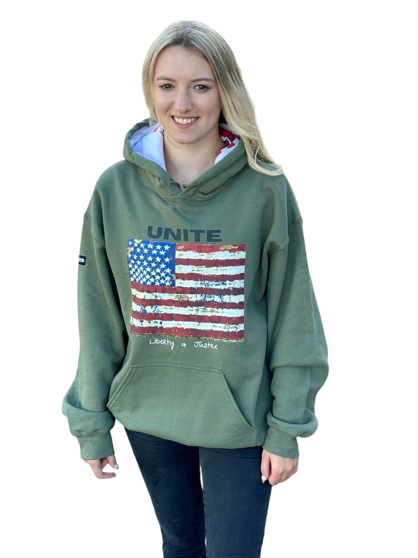 "LIBERTY WARES" UNITE UNISEX HOOD ART HOODY Army Green Apliiq