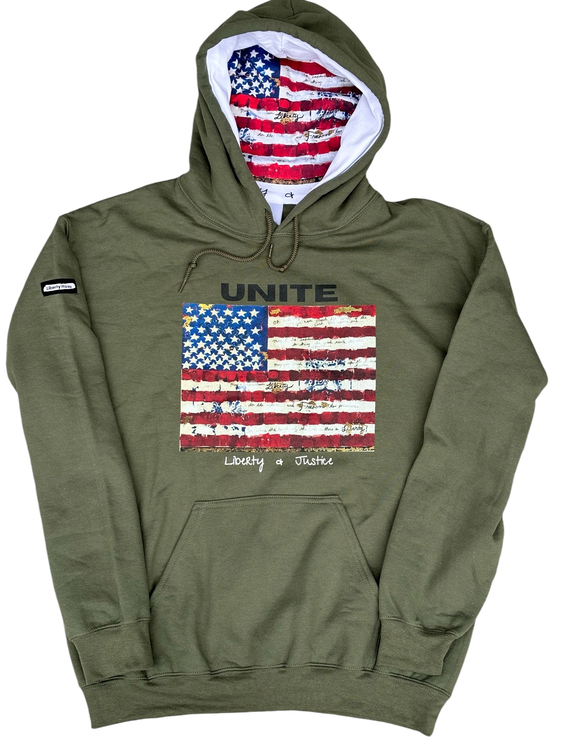 "LIBERTY WARES" UNITE UNISEX HOOD ART HOODY Army Green Apliiq