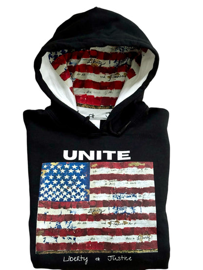 "LIBERTY WARES" UNITE UNISEX HOOD ART HOODIE Black