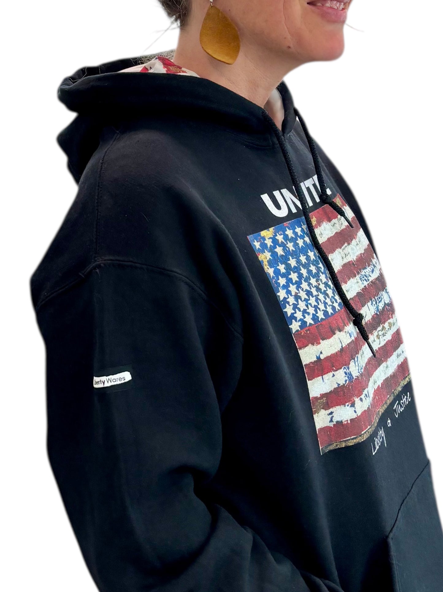 "LIBERTY WARES" UNITE UNISEX HOOD ART HOODIE Black