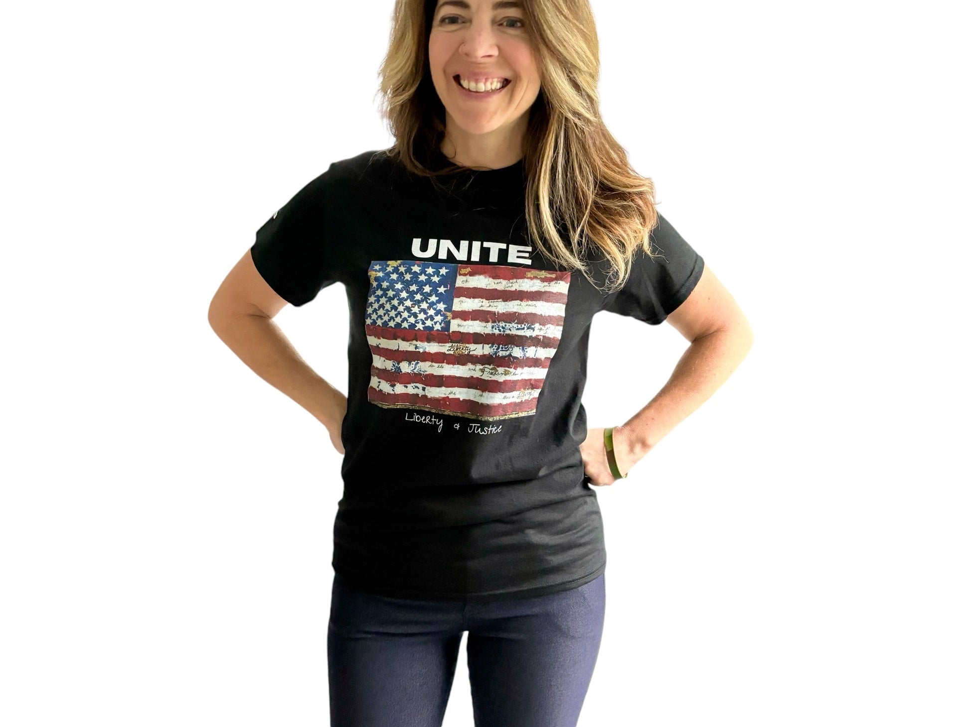 "LIBERTY WARES" UNITE Flag UNISEX TEE Black Apliiq