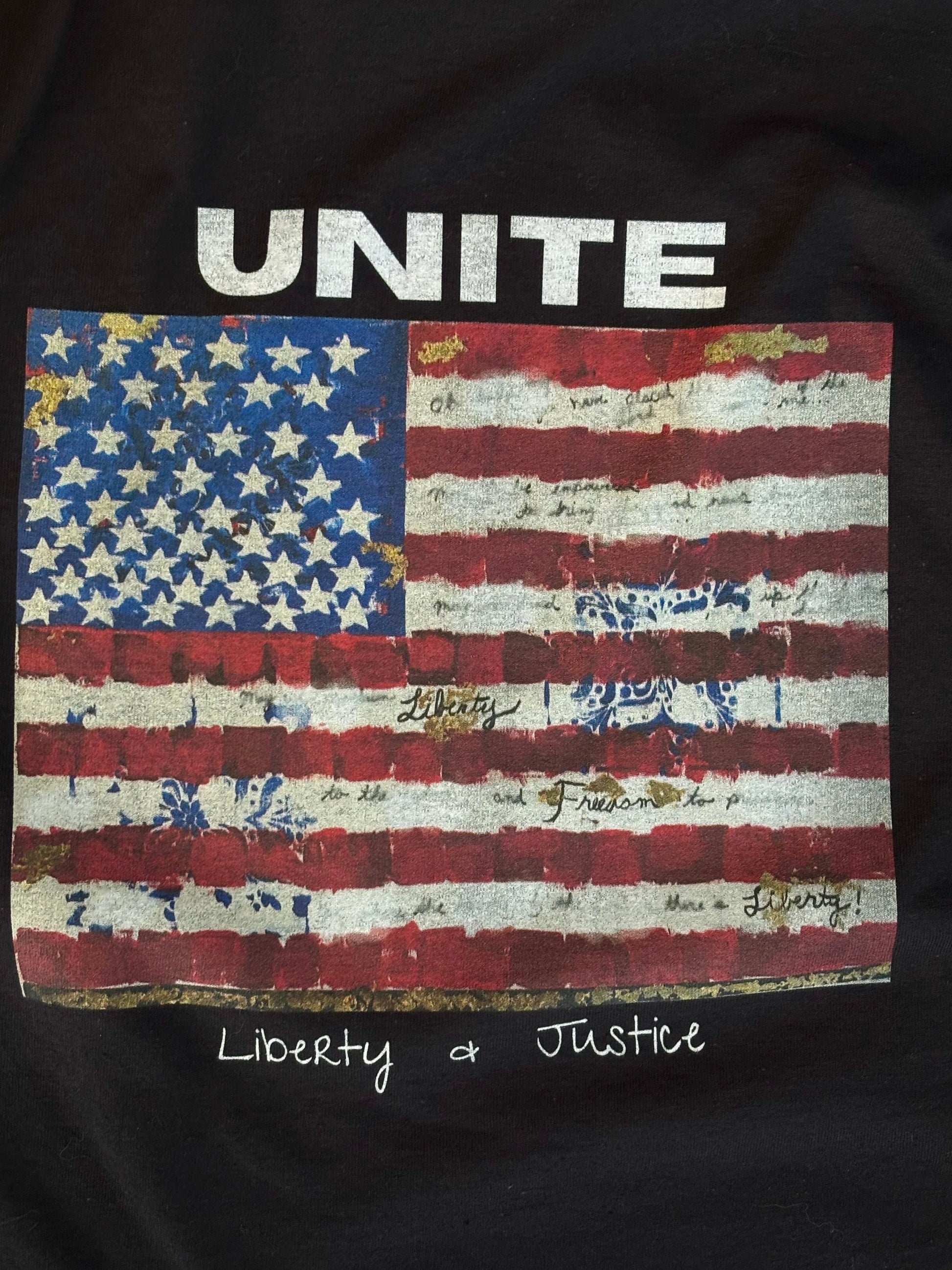 "LIBERTY WARES" UNITE Flag UNISEX TEE Black Apliiq