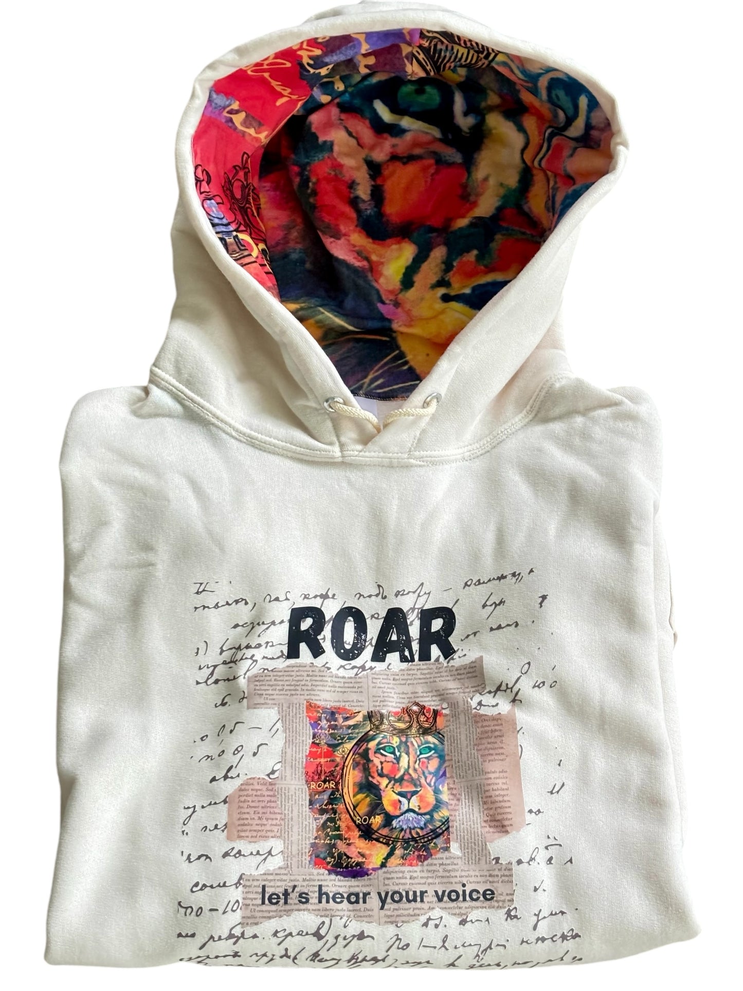 "LIBERTY WARES" VINTAGE ROAR HOOD ART HOODIE Bone White