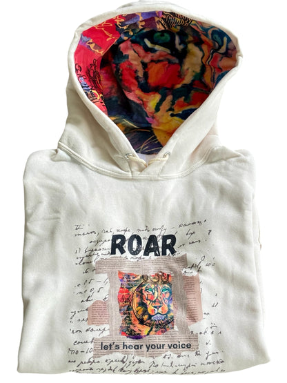 "LIBERTY WARES" VINTAGE ROAR HOOD ART HOODIE Bone White