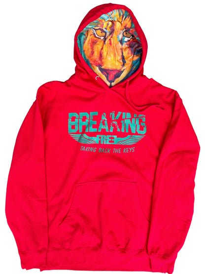 "LIBERTY WARES" BREAKING FREE UNISEX HOOD ART HOODIE Red